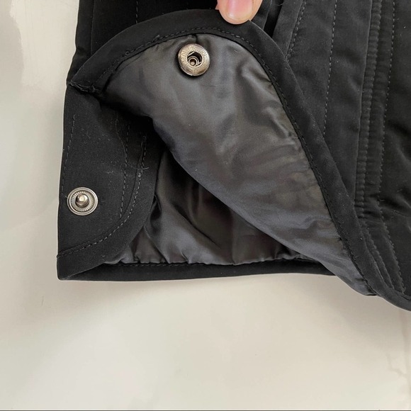 Esprit Black Quilted Jacket Womens Medium Full Zip‎ Faux Fur Fleeced Lined Coat - Picture 4 of 7